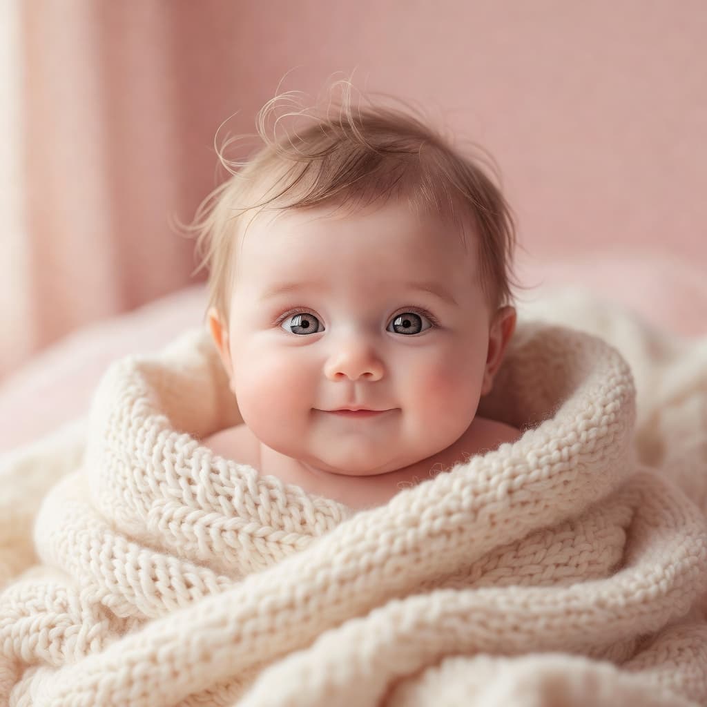 Bae AI Baby Face Generator app showing a cute AI-generated baby preview from two parent photos